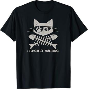 Pirate Cat Skull and Crossbones T-Shirt for Men Women