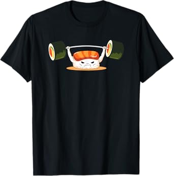 Funny Sushi Weight Lifting I Love Sushi Rolls Gym Fitness T-Shirt