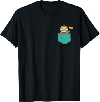 Gay Sloth In The Pocket LGBTQ Pride Month Rainbow Flag T-Shirt