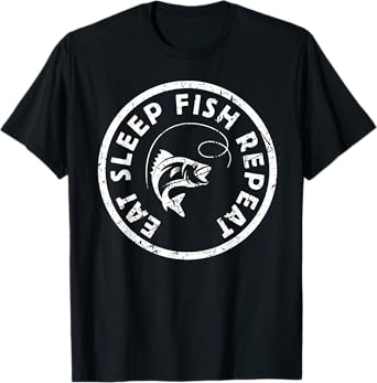 Funny Eat Sleep Fish Repeat Fishing Father Fisherman T-Shirt
