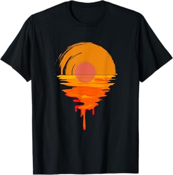 Vinyl Record Sunset Retro Vintage Vinyl Record Turntable T-Shirt