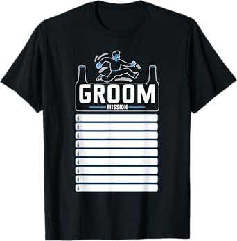 Bachelor Party with Checklist Groom Mission Humorous T-Shirt