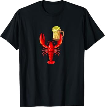 Funny Beer Drinking Lobster Beer Lover Drinker Gift T-Shirt