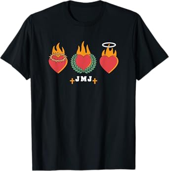 JMJ Catholic Three Sacred Hearts of Jesus Mary Joseph T-Shirt