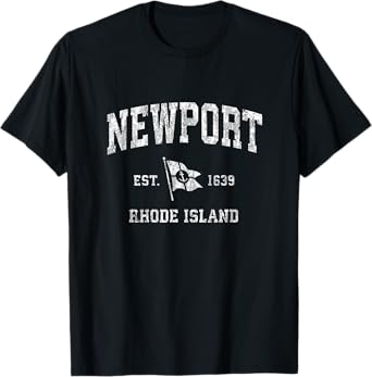 Newport RI Vintage Nautical Boat Anchor Flag Sports T-Shirt