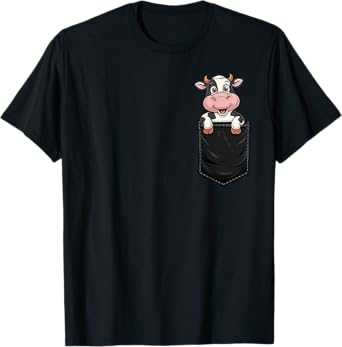 Funny Cow In Pocket Animal Cute Women Men T-Shirt