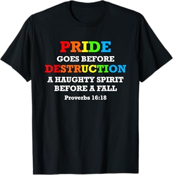 June Pride Proverbs 16:18 Bible Verse Parade Month T-Shirt