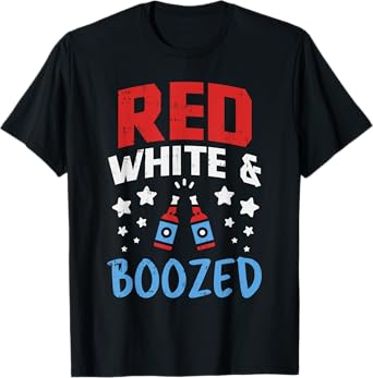 Red White Boozed Funny Beer 4th Of July Party Drinking Team T-Shirt