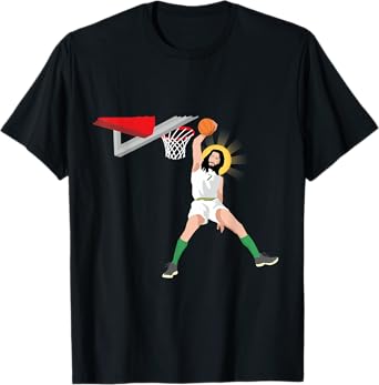 Funny Basketball Jesus Christian Humor Slam Dunk T-Shirt
