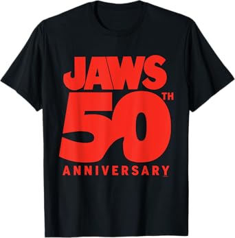 Jaws 50th Anniversary Bold Logo Shark Fin T-Shirt