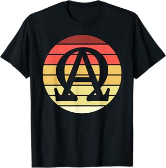 Alpha and Omega Symbol Retro Sunset Art Catholic Men Priests T-Shirt