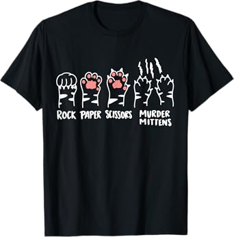 Hand Game Cat Paws Funny Cat Rock Paper Scissors Meme Humor T-Shirt