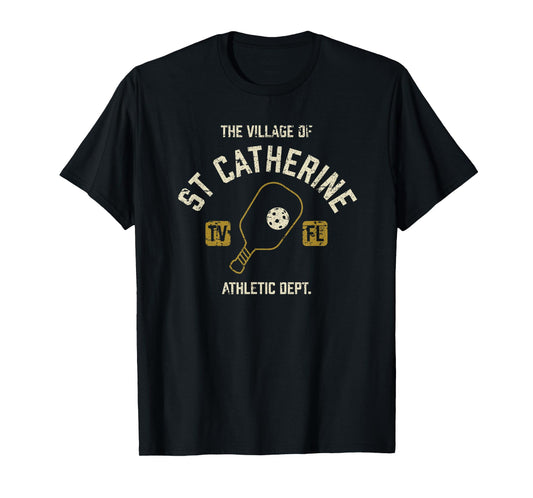 The Village of St Catherine Pickleball Distressed Design T-Shirt
