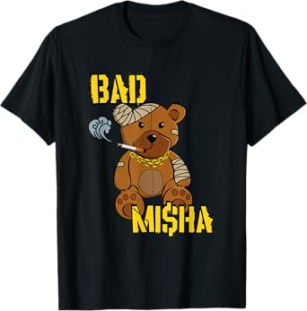 Bad Misha Bear Teddy Attitude Cool Cartoon Anime Kawaii T-Shirt