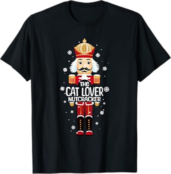 Cat Lover Nutcracker Funny Christmas Family Matching Pajama T-Shirt for Men Women Kids