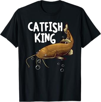 Funny Catfishing Design Men Dad Catfish King Fishing Hunters T-Shirt