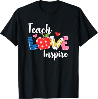 Teach Love Inspire Back To School Cute Teacher Squad T-Shirt