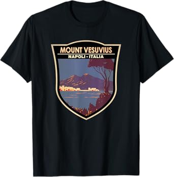 Mount Vesuvius Naples Landmark Badge Vintage T-Shirt