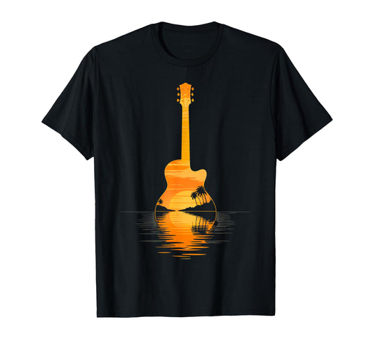 Playing Guitar at Sunset with Ocean Vibes T-Shirt