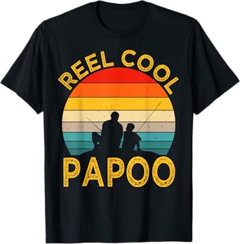 Reel Cool Papoo Fishing Daddy Vintage Grandpa Fathers Day T-Shirt