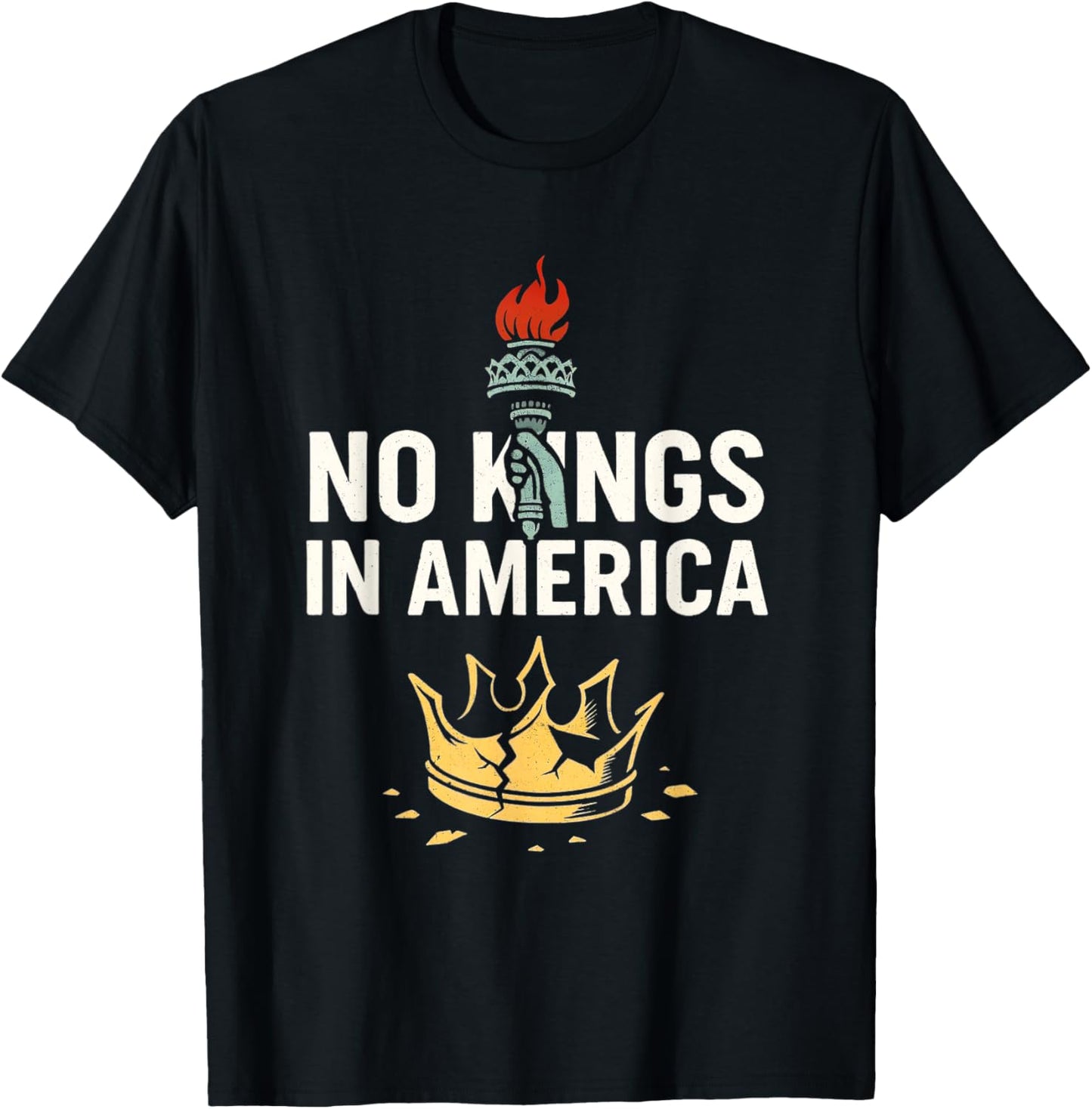 No King IN America USA Flag Vintage Protest Democracy Retro T-Shirt
