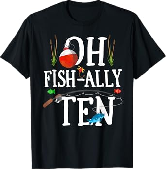 O-fish-ally Ten Birthday Decorations 10th Birthday Boy T-Shirt