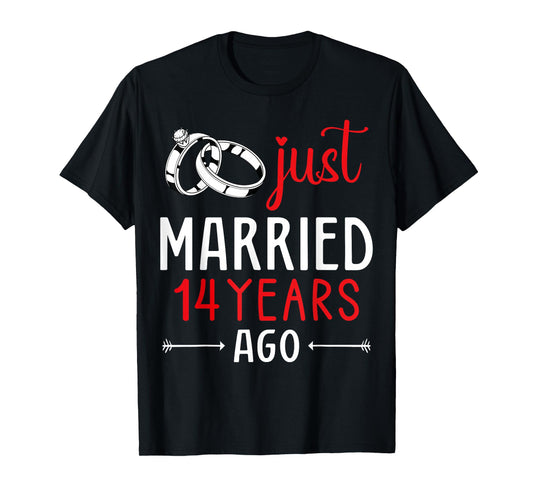 Just Married 14 Years Ago Couple Matching 14th Anniversary T-Shirt