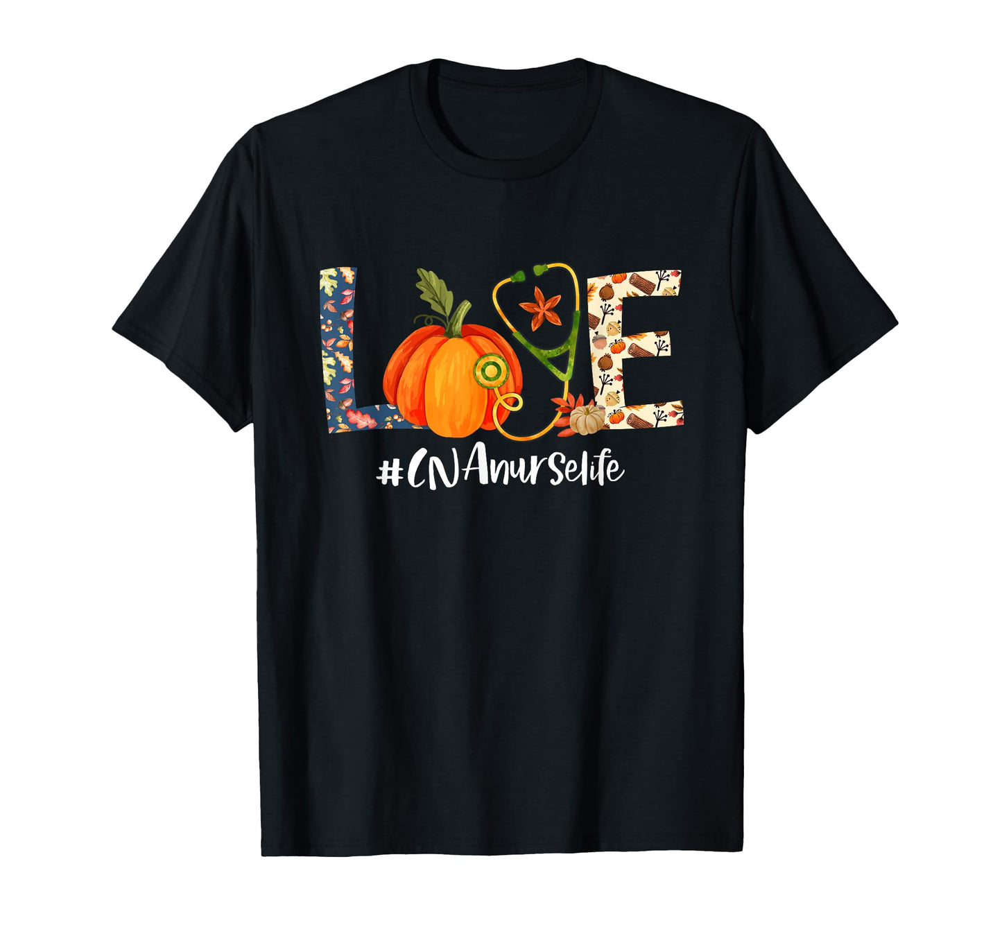 Love CNA Nurse Life Thanksgiving Fall Autumn Pumpkin Scrub T-Shirt
