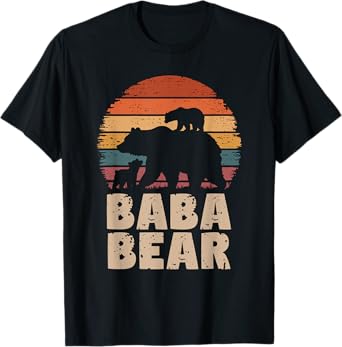Baba Bear Vintage Retro Funny Father's Day 2 Cubs Kids T-Shirt