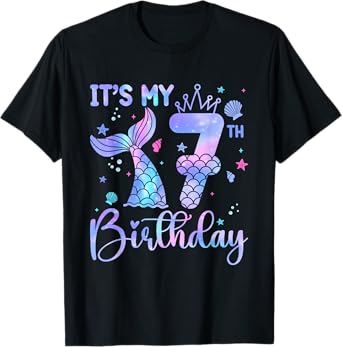 Mermaid Birthday Girl 7 Year Old It's My 7th Bday Mermaid T-Shirt
