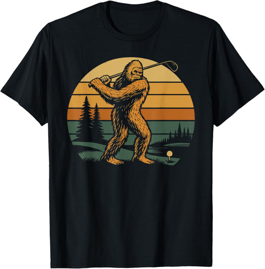 Funny Golfing Bigfoot Sasquatch Vintage T-Shirt