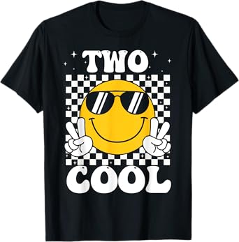 Kids Two Cool 2 Years Old Shirt Funny 2nd Birthday Boy T-Shirt