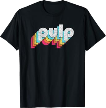 Pulp Retro Design Text Vintage Classic 90s Rock Music Fan T-Shirt