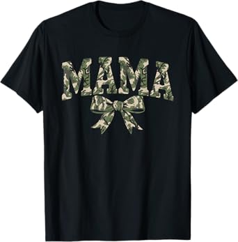 Coquette Camo Bow Mama Camouflage Mom Hunting Mother's Day T-Shirt