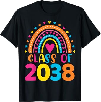 Kindergarten Class of 2038 First Day School Rainbow Girls T-Shirt