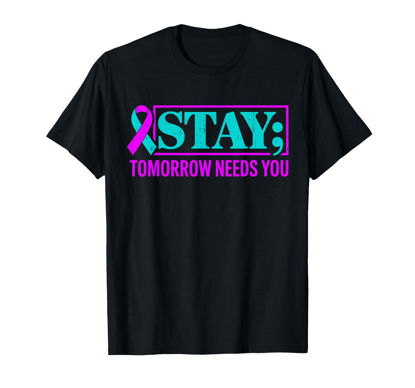 Groovy Teal & Purple Ribbon Suicide Prevention Awareness T-Shirt