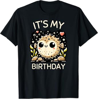 Cute Pufferfish Cartoon Birthday Fun T-Shirt