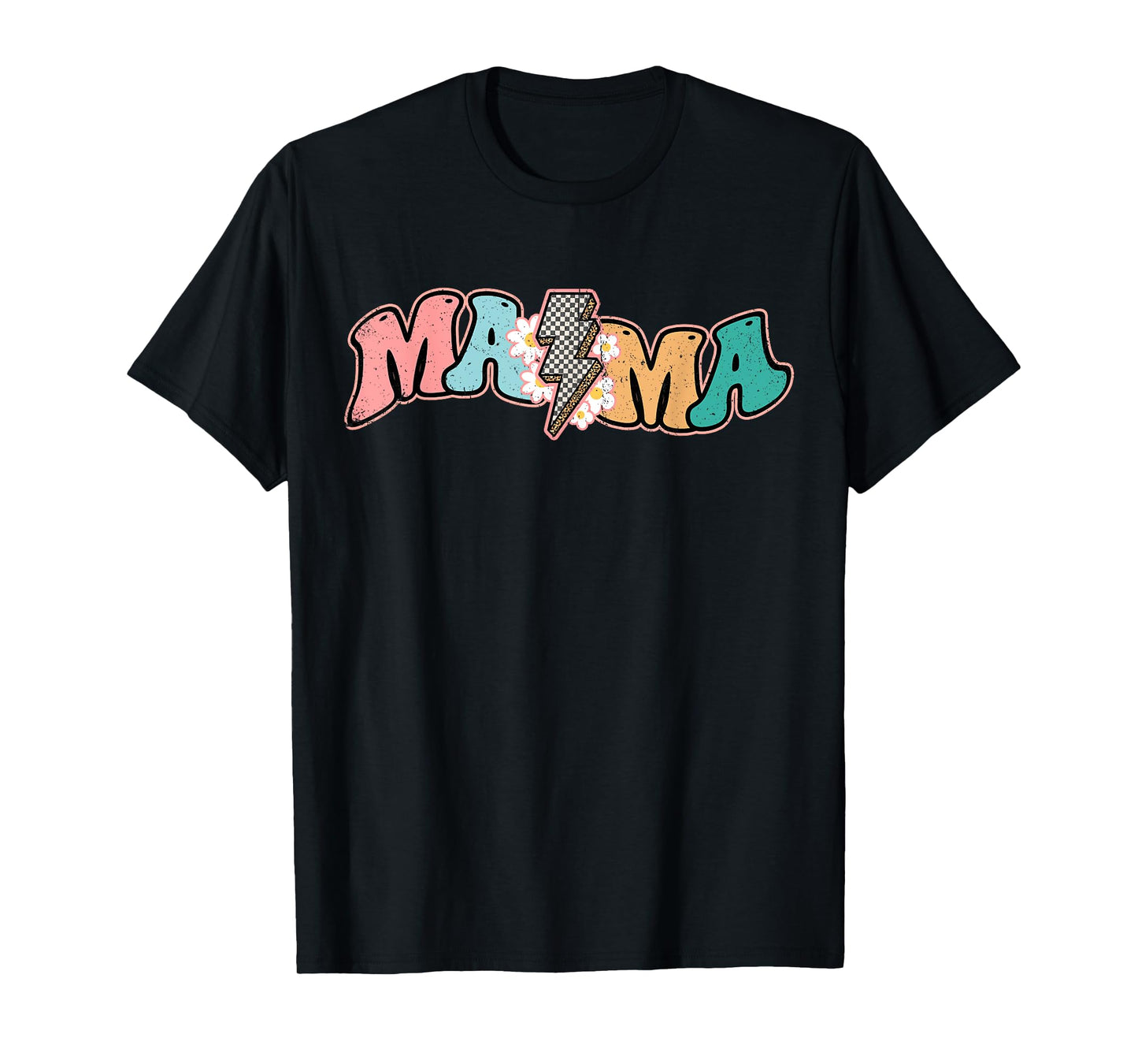 Checkered Mama Bolt Lightning Retro Mom Life Mother's Day T-Shirt