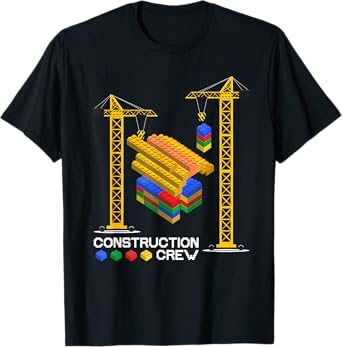 Construction Crew Building Blocks Master Builder Kids Boys T-Shirt