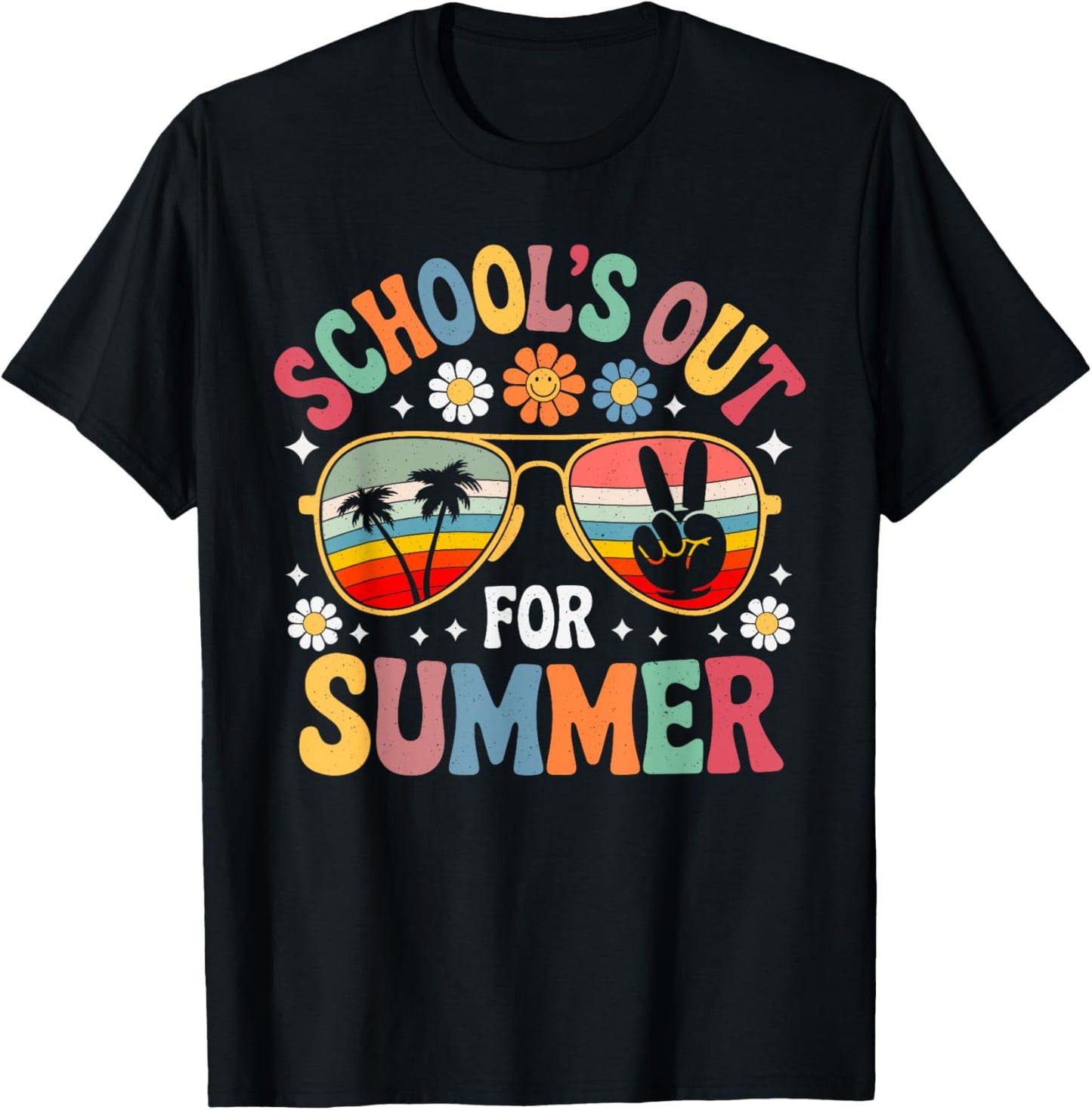 Last Day Of School Groovy School's Out For Summer Teacher T-Shirt