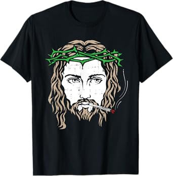 Jesus Smoking Joint Weed Blunt Christian Cool Stoner Gifts T-Shirt