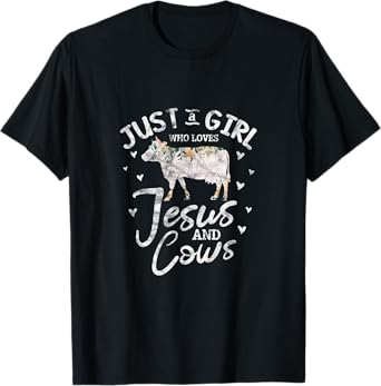 Cow Christian Just A Girl Who Loves Jesus and Cows Grunge T-Shirt