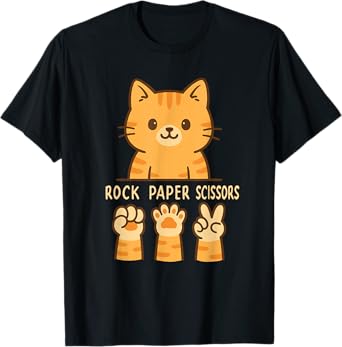 Funny Cat Rock Paper Scissors Game T-Shirt for Men Women Kids