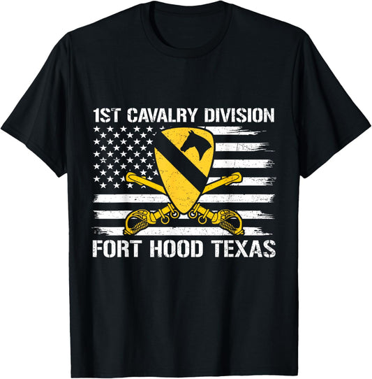 1st Cavalry Division Flag USA Fort Hood Texas US Veteran T-Shirt
