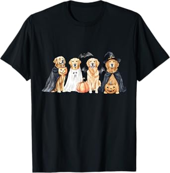Golden Retriever Dogs Ghost Boo Witch Costume Halloween T-Shirt
