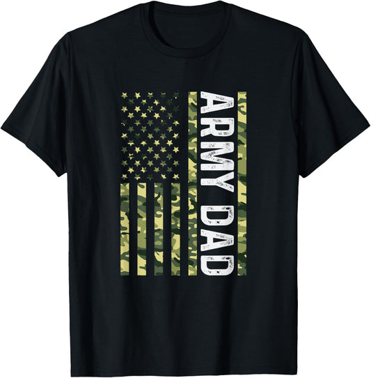 Proud Army Dad United States USA Flag For Father's Day T-Shirt