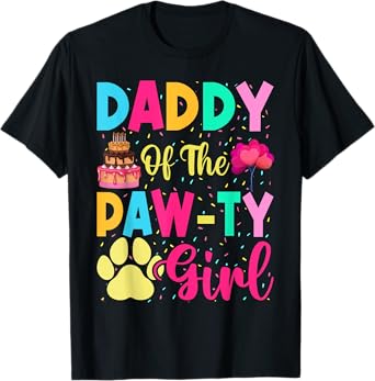 Daddy Of The Birthday Girl Dog Paw Family Matching Party T-Shirt