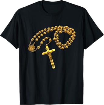 Holy Rosary Beads Catholic Religion Faith Mama Mary Devotion T-Shirt
