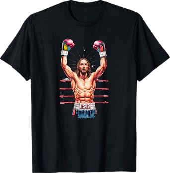 Jesus God Kickboxing Or Boxing Victory Funny Meme Sport T-Shirt