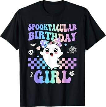 Spooktacular Birthday Cute Ghost Halloween Birthday Kid Girl T-Shirt